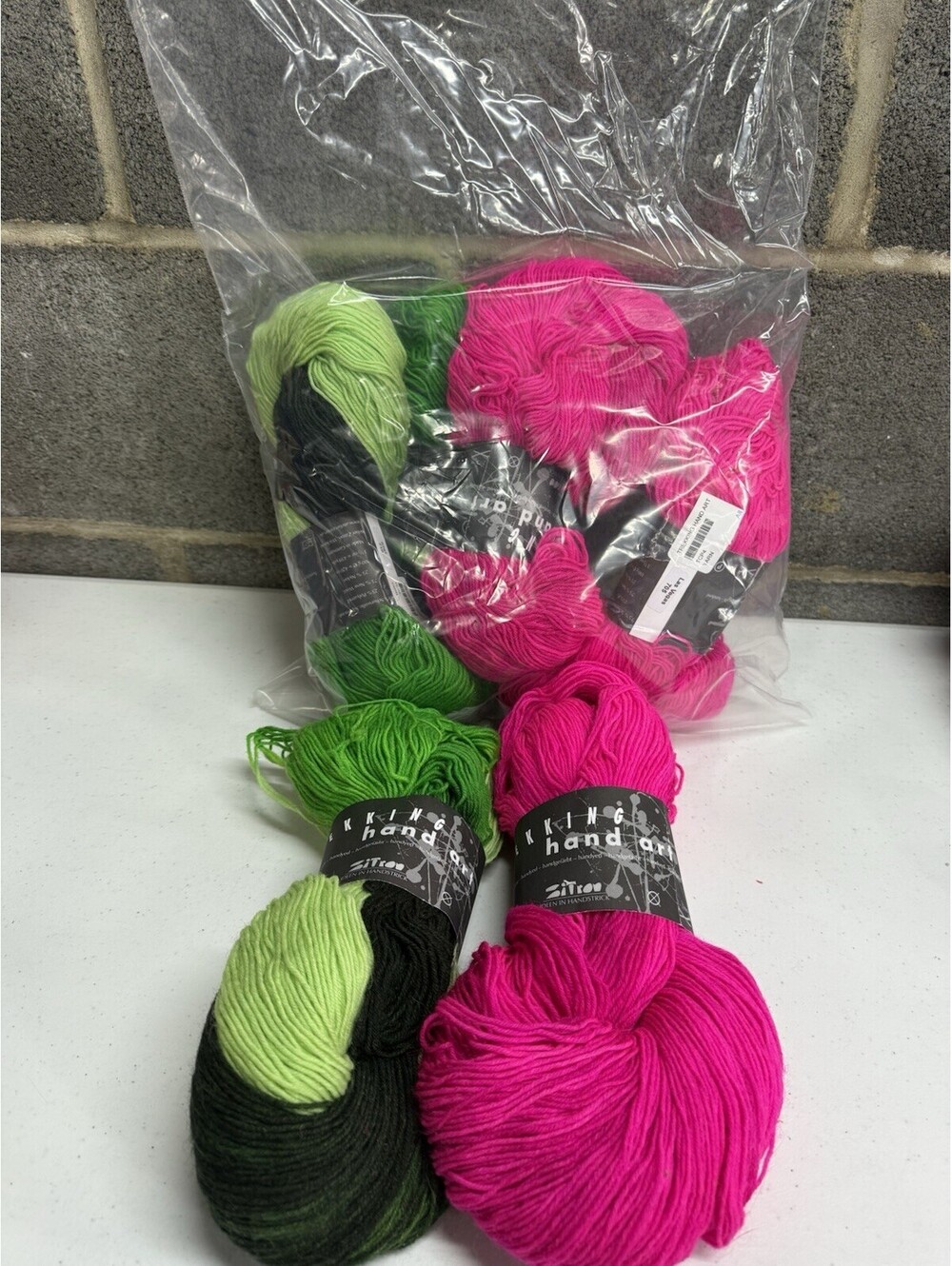 Trekking Hand Art Wool/Nylon Yarn Shades Kiwi & Las Vegas 6 Skein Lot